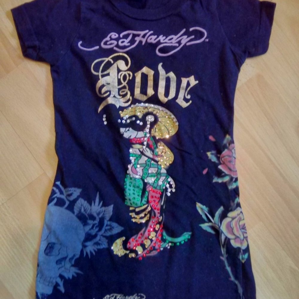 Black Ed Hardy Kids Tshirt Size4-6